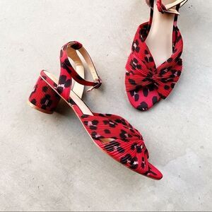 CABI Red Leopard Ankle Strap Siren Heels fancy women shoes unique sexy shoe